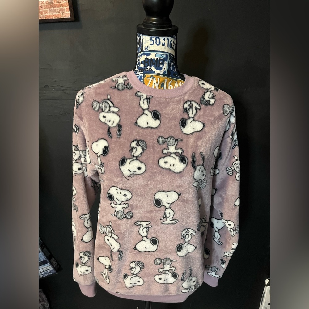 Peanuts snoopy purple polyester pajama top
